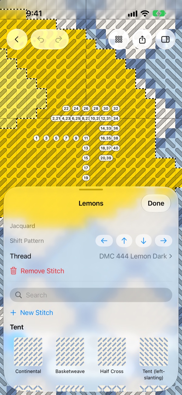 A Jacquard stitch area with its working order
