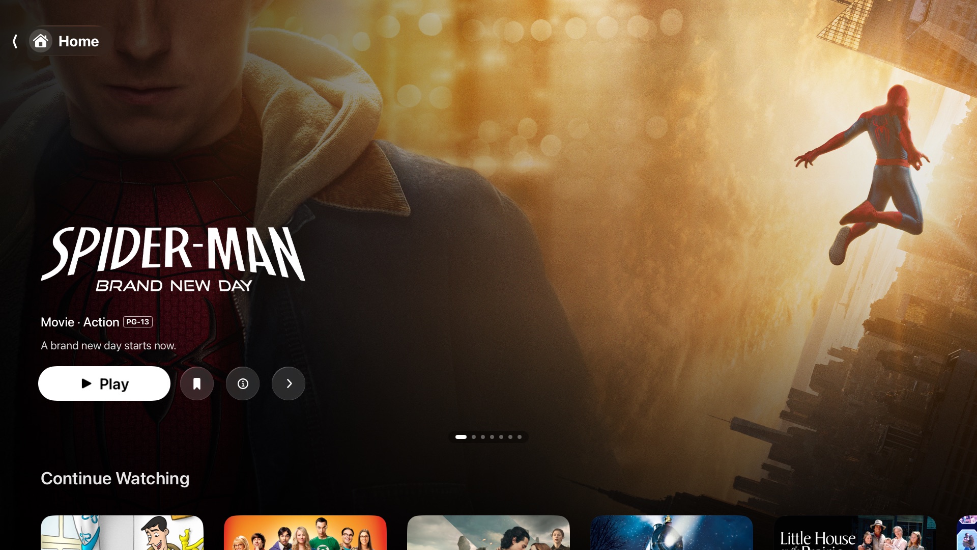 Rivulet's Home screen on Apple TV